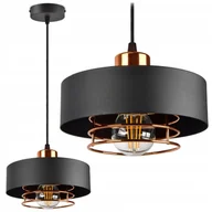 Lampy sufitowe - Lampa Wisząca Sufitowa Żyrandol Czarna z Miedzią - miniaturka - grafika 1