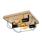 Lampy sufitowe - Britop Industrialna LAMPA sufitowa NETUNO 92043374 drewniana OPRAWA druciana retro drewno czarna - miniaturka - grafika 1