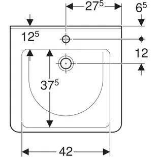Geberit Selnova Comfort Umywalka wisząca dla niepełnosprawnych 55x52,5 cm z przelewem z otworem na baterię biała 500.785.00.7 - Umywalki - miniaturka - grafika 2