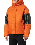 Kurtki męskie - Armani Exchange Sustainable męska kurtka ze sztucznej skóry, z kapturem, na co dzień, Ember pomarańczowy/czarny, XS - miniaturka - grafika 1