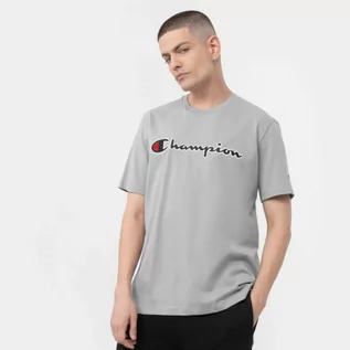 Koszulki sportowe męskie - Męski t-shirt z nadrukiem CHAMPION ROCHESTER Crewneck T-shirt - szary - grafika 1