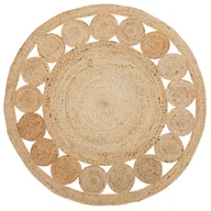 Dywany - Beliani Dywan okrągły 120 cm splot warkoczowy beżowy AHLAT - miniaturka - grafika 1