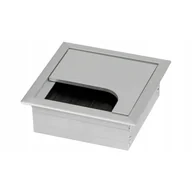 Meble modułowe i akcesoria - Przepust kablowy 80x80 mm aluminiowy z klapką i szczotką maskującą - miniaturka - grafika 1