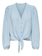 Bluzki damskie - ONLY Damska bluzka Onlmette L/S Button Knot Top Noos WVN, Cashmere Blue, 3XL - miniaturka - grafika 1