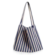 Torebki damskie - Betlewski GRANATOWA Torebka shopper plażowa w paski ISOLA - miniaturka - grafika 1