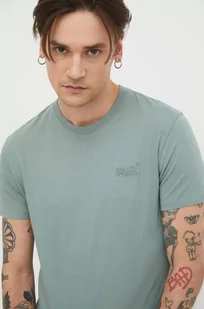 Superdry t-shirt bawełniany męski kolor zielony gładki - Koszulki męskie - miniaturka - grafika 1