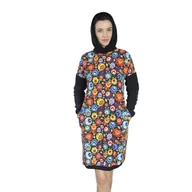 Sukienki - Sukienka folk łowicka z kapturem (kolorowy przód) - miniaturka - grafika 1