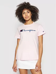 Koszulki i topy damskie - Champion T-Shirt Script Logo Crew Neck 110992 Różowy Heritage Fit - grafika 1
