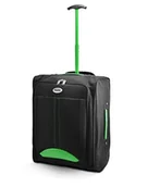Walizki - KEPLIN Lekka torba podróżna z dopuszczeniem do kabiny na kółkach lekka walizka na kółkach zatwierdzona torba podróżna walizka, Czarny/zielony, 34cm, Zielony - miniaturka - grafika 1