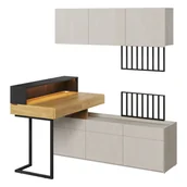 Zestawy mebli dla dzieci - Zestaw Mebli Młodzieżowych z Oświetleniem SET-07 Teen Flex Lenart Hikora Naturalna, Silk Flou, Raw Steel - miniaturka - grafika 1