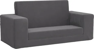 vidaXL Sofa rozkładana dla dzieci 2-osobowa antracyt Miękki plusz - Sofy i kanapy - miniaturka - grafika 1