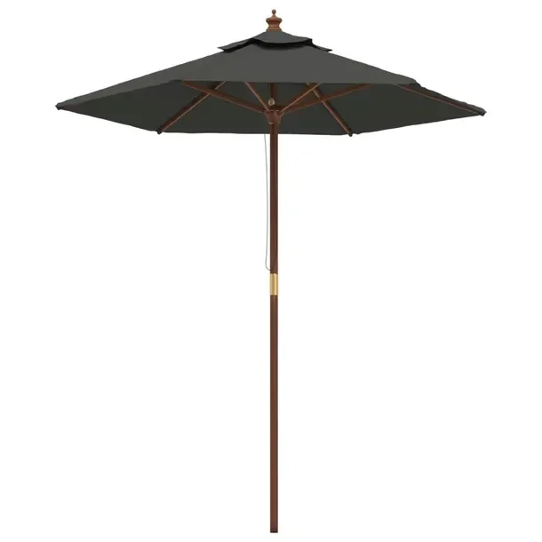 Parasol ogrodowy antracytowy 196 x 231 cm, drewno twarde, 6 żeber