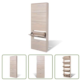 The Living Store Szafka na buty z 5 pojemnikami na buty o wyglądzie drewna dębowego - Szafki na buty - miniaturka - grafika 1
