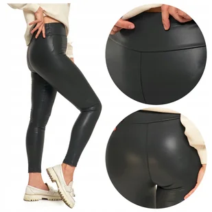 Spodnie Damskie Ocieplane Ciepłe Legginsy Skinny Eko Skóra MORAJ r. XL - Legginsy - miniaturka - grafika 1