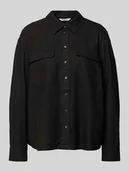 Bluzki damskie - Bluzka koszulowa o kroju oversized z mieszanki lnu model ‘CARO’ - miniaturka - grafika 1