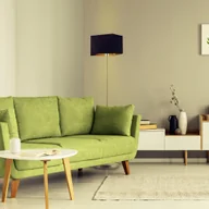 Lampy stojące - Czarna lampa podłogowa do czytania w salonie FIDŻI GOLD - miniaturka - grafika 1