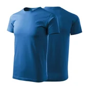 Koszulki męskie - Koszulka lazurowa z krótkim rękawem z logo na sercu męska z nadrukiem logo firmy 160g BASIC129 kolor 14 koszulka krótki rękaw - miniaturka - grafika 1