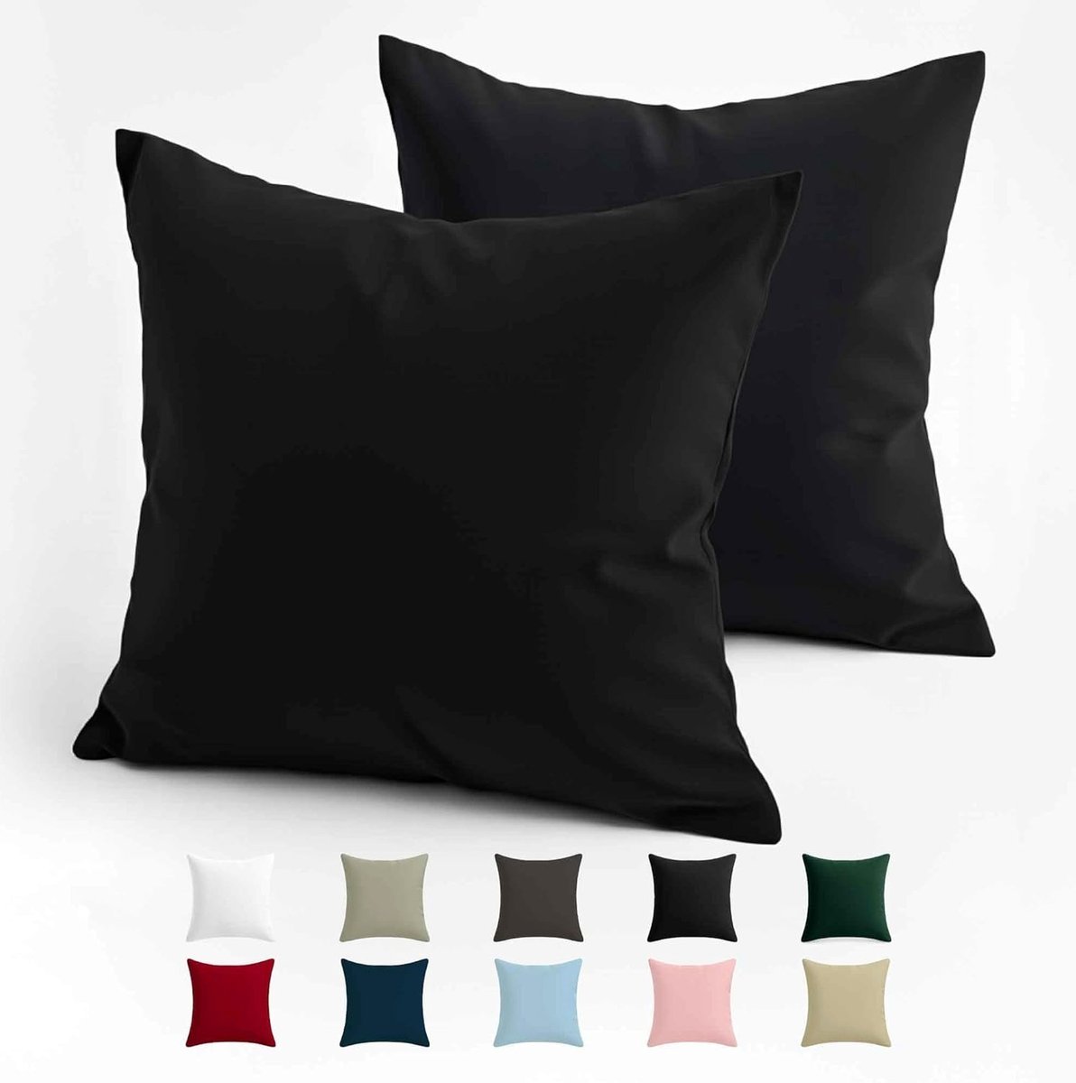 POSZEWKI NA PODUSZKI 80X80CM WZMOCNIONA BAWEŁNA ZESTAW 2 SZTUKI CZARNE