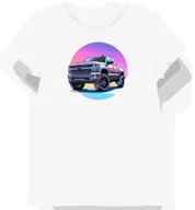 Koszulki i topy damskie - Koszulka damska biała z motywem dynamicznej ciężarówki Silverado XS - miniaturka - grafika 1