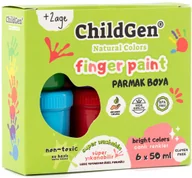 Zabawki kreatywne - ChildGen, Farby do malowania palcami 6x50 ml - Zestaw - nietoksyczne, łatwo zmywalne - miniaturka - grafika 1