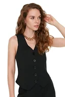 Bluzy damskie - TRENDYOL Damska bluza z guzikami, czarna, 34 (DE), czarny, 34 - miniaturka - grafika 1