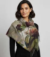 Apaszki i szaliki damskie - Kwadratowa chusta szal damski z frędzlami AGRAFKA - miniaturka - grafika 1