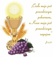 Ikony i obrazy sakralne - Baner na Boże Ciało "Ciało Moje jest prawdziwym pokarmem" 150x150 cm - miniaturka - grafika 1