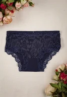 Majtki damskie - Granatowe Majtki Figi z Koronką w Kwiaty Kaliwa - miniaturka - grafika 1
