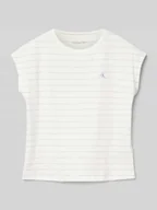 Koszulki dla dziewczynek - T-shirt z wyhaftowanym logo - miniaturka - grafika 1