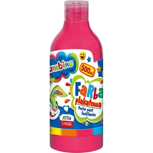Bambino Duża Farba Plakatowa W Butelce Szkolna Przedszkolna 500ml Różowa - Szkolne artykuły papiernicze - miniaturka - grafika 1