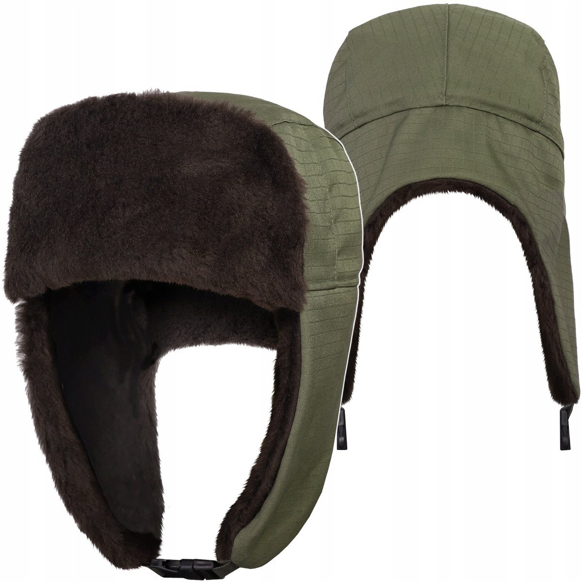 Czapka Zimowa Wojskowa Uszatka Futrzana Dominator Uszanka Ciepła Olive XL