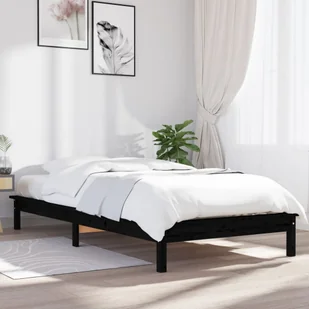 Łóżko z litego drewna sosna czarna 90x200 cm - Łóżka - miniaturka - grafika 1