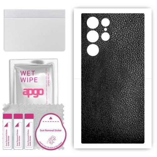 folia naklejka skórka strukturalna na TYŁ do Samsung Galaxy S23 Ultra - Skóra Czarna - apgo SKINS