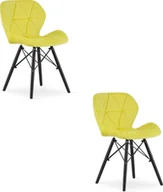 Krzesła - Leobert Krzesło LAGO Aksamit - żółte / nogi czarne x 2 - miniaturka - grafika 1