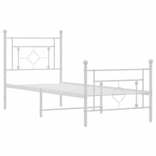 Metalowa rama łóżka z wezgłowiem i zanóżkiem, biała, 80x200 cm Lumarko! - Łóżka - miniaturka - grafika 5
