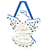 Dyplomy i okładki - ZAWIESZKA TEN ANIOŁ DLA CIEBIE BIAŁO-NIEBIESKI 14cm - miniaturka - grafika 1