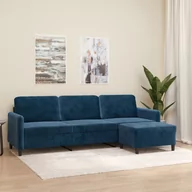 Sofy i kanapy - 3-osobowa sofa z podnóżkiem, niebieska, 210 cm, aksamit  Lumarko - miniaturka - grafika 1