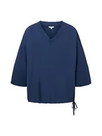 Bluzy damskie - TOM TAILOR Damska bluza z kapturem z mieszanki materiałów, 11758 - Midnight Sail, 50 - miniaturka - grafika 1