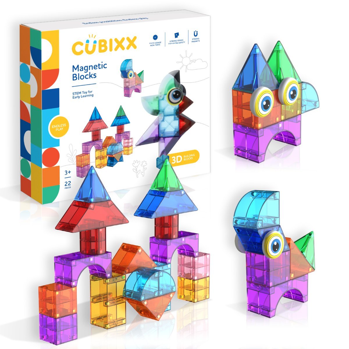 CUBIXX klocki magnetyczne, kwadraty - 22 elementy