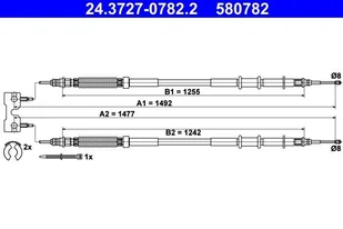 ATE LINKA HAMULCA 24.3727-0782.2 OPEL CORSA 1.2 LPG 11 - Linki hamulca postojowego - miniaturka - grafika 1