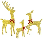 Ozdoby bożonarodzeniowe - vidaXL Rodzina reniferów 3 pcs Ciepła biel 68 x 26 x 127 cm tkanina - miniaturka - grafika 1