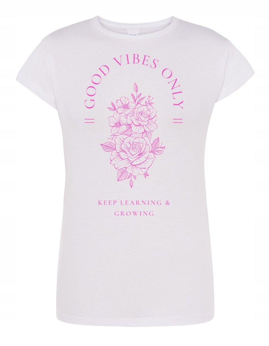 T-Shirt damski nadruk Good Vibes Only KWIATY r.L