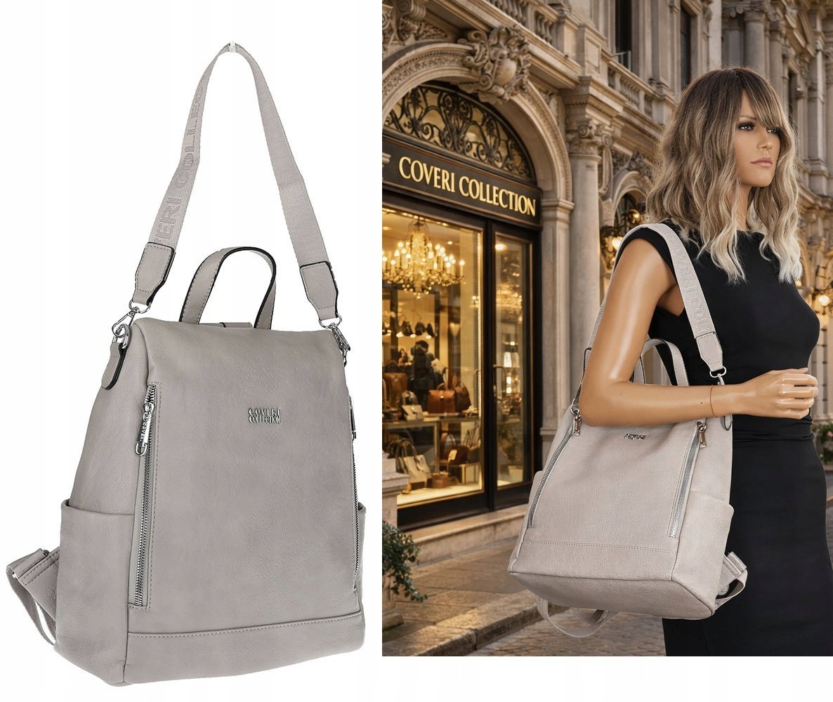 Torebka Damska Włoskiej marki Coveri Collection Plecak 2w1 CC028 Szara