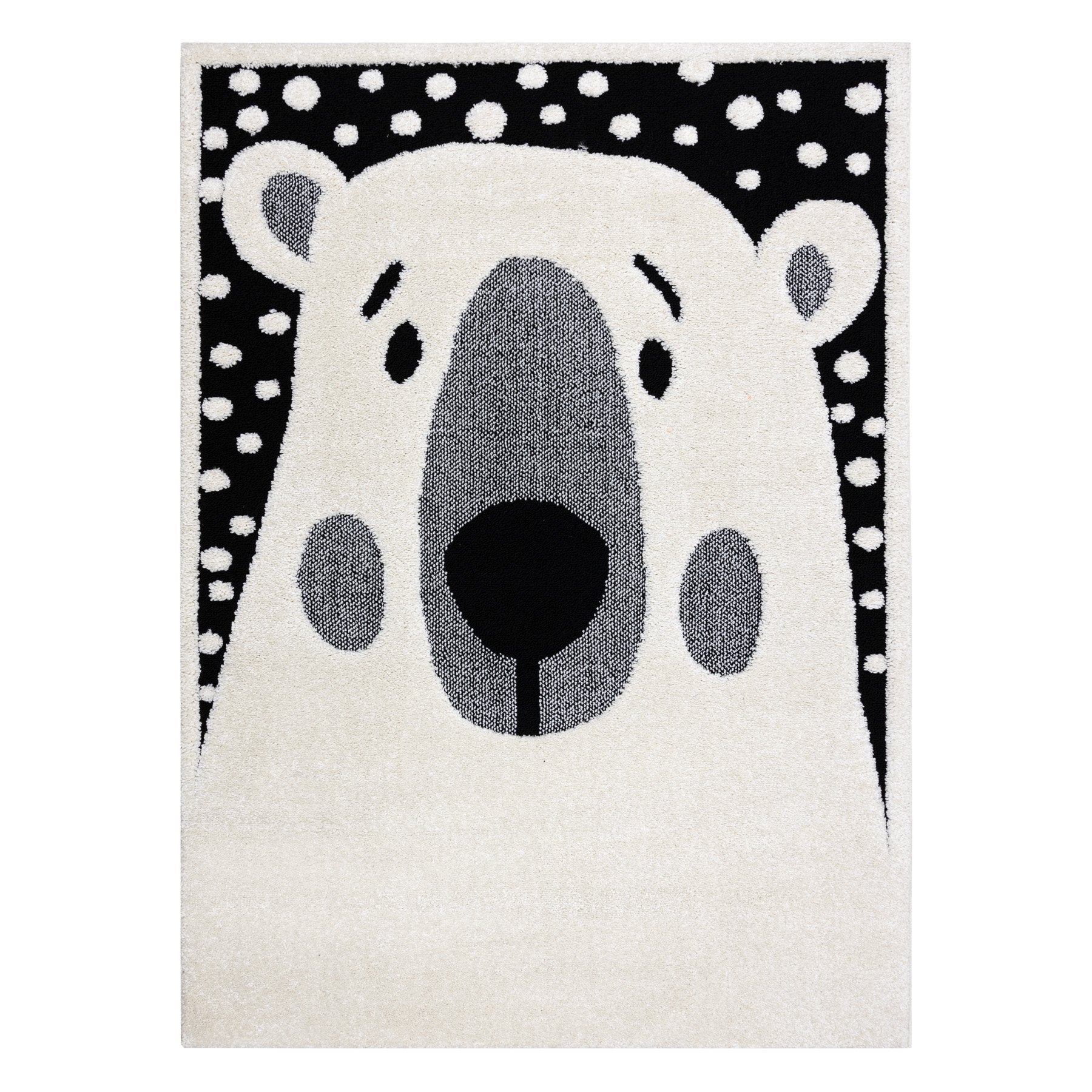 Dywan dziecięcy JOY Teddy miś, dla dzieci - Strukturalny, dwa poziomy runa krem / czarny 140x190 cm
