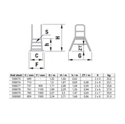 Drabiny - Mostek aluminiowy, drabina z platformą, obustronny ALVE FORTE, 2x5 stopni, wysokość platformy 1,04 m - miniaturka - grafika 1