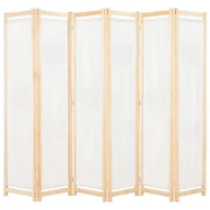 Parawany - Parawan 6-panelowy, kremowy, 240 x 170 x 4 cm, tkanina - miniaturka - grafika 1