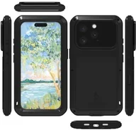 Etui i futerały do telefonów - LOVE MEI Etui pancerne + szkło Powerful do iPhone 16 Pro, czarne - miniaturka - grafika 1