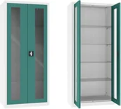 Meble i wyposażenie gabinetów medycznych - NSML.112.9010.6033 szafa lekarska 2-skrzydłowa 1-komorowa biało-zielona - miniaturka - grafika 1