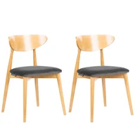 Krzesła - Zestaw 2 krzeseł drewnianych Rabi, z drzewa dębowego, szary welur - miniaturka - grafika 1