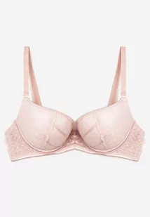 Różowy Biustonosz Push Up z Przeszyciami i Wzorem w Kropki Azurelle - Biustonosze - miniaturka - grafika 1